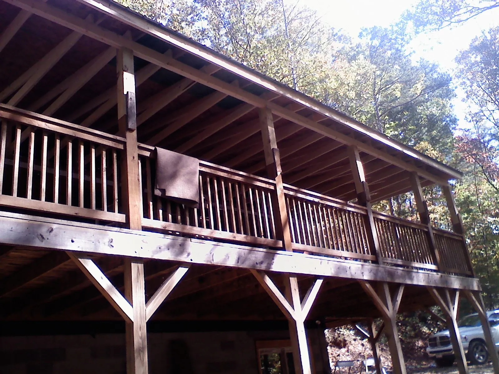 Timber framing under a new elevated porch and deck — Roof Leak Repair in Auburn by Roofing Brothers